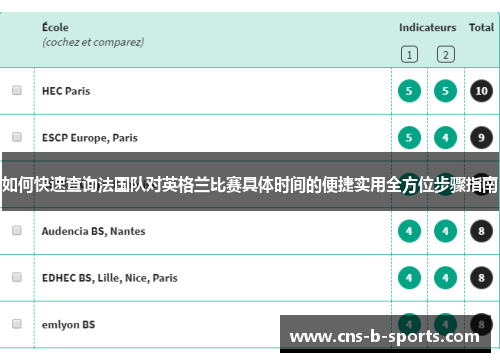如何快速查询法国队对英格兰比赛具体时间的便捷实用全方位步骤指南