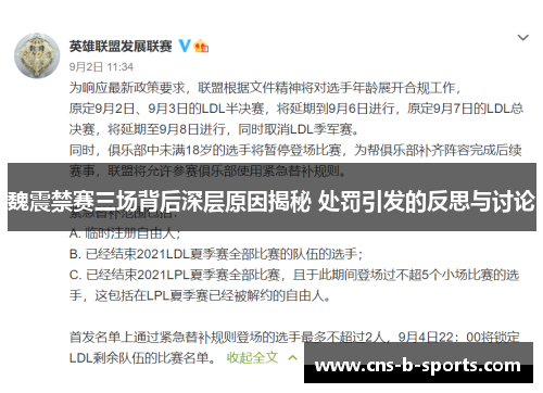 魏震禁赛三场背后深层原因揭秘 处罚引发的反思与讨论